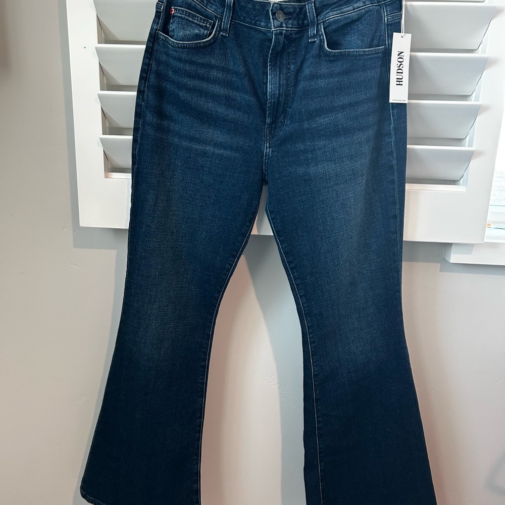 Hudson Heidi High Rise Flare Alma Dark Wash Jeans Women’s 30 Stretch NEW